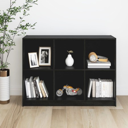 vidaXL Bücherregal Schwarz 104x33x76 cm Massivholz Kiefer