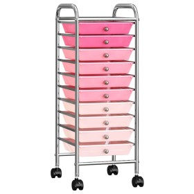 vidaXL Schubladenwagen mit 10 Schubladen Ombre Rosa Kunststoff
