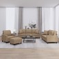 vidaXL 4-tlg. Sofagarnitur mit Kissen Cappuccino-Braun Kunstleder vidaXL 4-tlg. Sofagarnitur mit Kissen Cappuccino-Braun Kunstleder