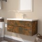 vidaXL Waschbeckenschrank mit Einbaubecken Räuchereiche Holzwerkstoff vidaXL Waschbeckenschrank mit Einbaubecken Räuchereiche Holzwerkstoff
