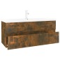 vidaXL Waschbeckenschrank mit Einbaubecken Räuchereiche Holzwerkstoff vidaXL Waschbeckenschrank mit Einbaubecken Räuchereiche Holzwerkstoff