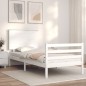 vidaXL Massivholzbett mit Kopfteil Weiß 100x200 cm vidaXL Massivholzbett mit Kopfteil Weiß 100x200 cm