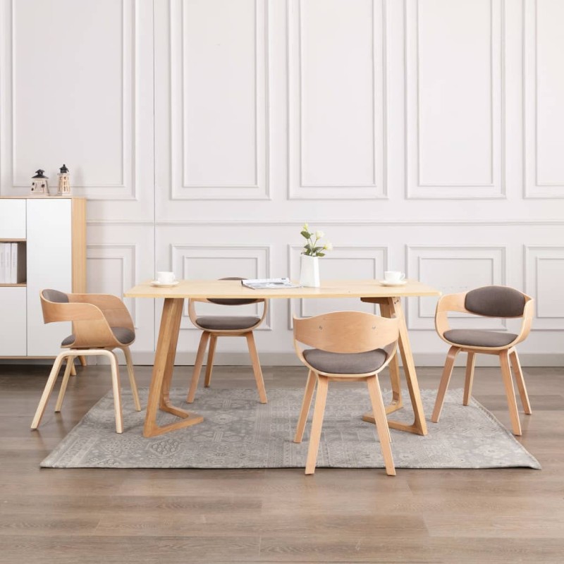 vidaXL Esszimmerstühle 4 Stk. Bugholz und Taupe Stoff vidaXL Esszimmerstühle 4 Stk. Bugholz und Taupe Stoff