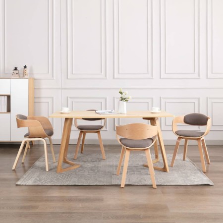 vidaXL Esszimmerstühle 4 Stk. Bugholz und Taupe Stoff