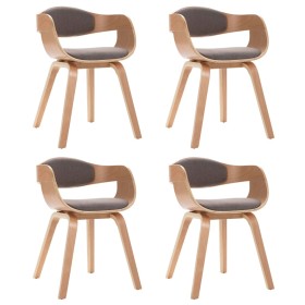 vidaXL Esszimmerstühle 4 Stk. Bugholz und Taupe Stoff