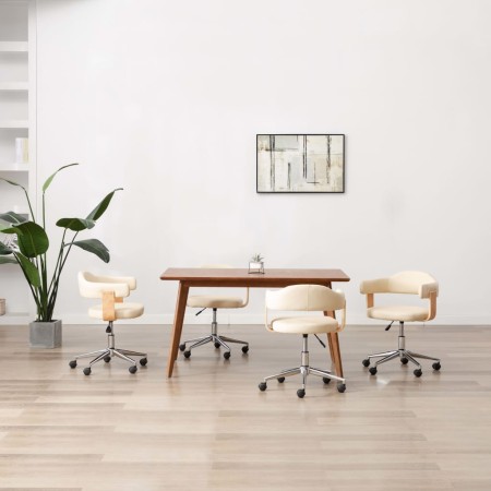 vidaXL Drehbare Esszimmerstühle 4 Stk. Creme Kunstleder