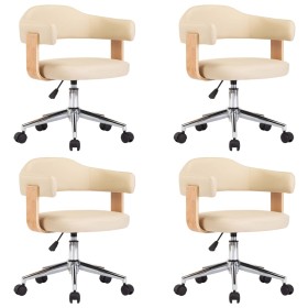 vidaXL Drehbare Esszimmerstühle 4 Stk. Creme Kunstleder
