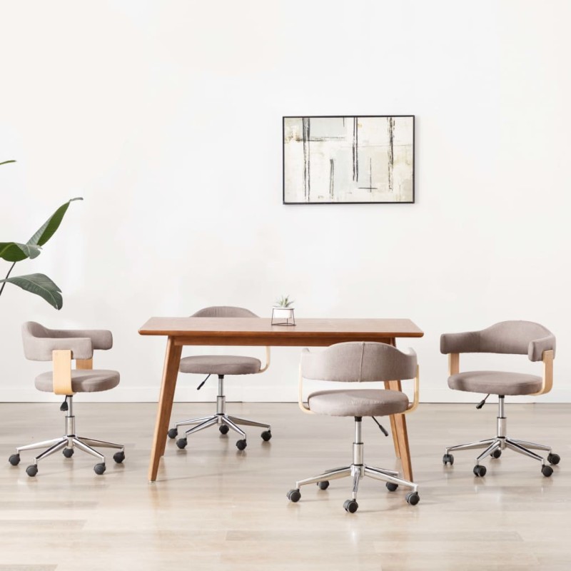 vidaXL Drehbare Esszimmerstühle 4 Stk. Taupe Bugholz und Stoff vidaXL Drehbare Esszimmerstühle 4 Stk. Taupe Bugholz und Stoff