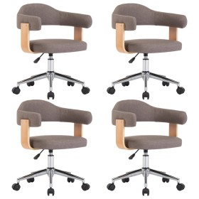 vidaXL Drehbare Esszimmerstühle 4 Stk. Taupe Bugholz und Stoff