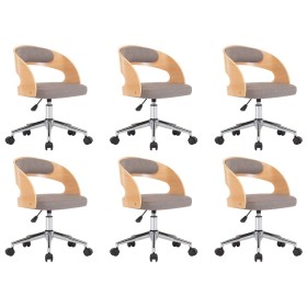 vidaXL Drehbare Esszimmerstühle 6 Stk. Taupe Bugholz und Stoff