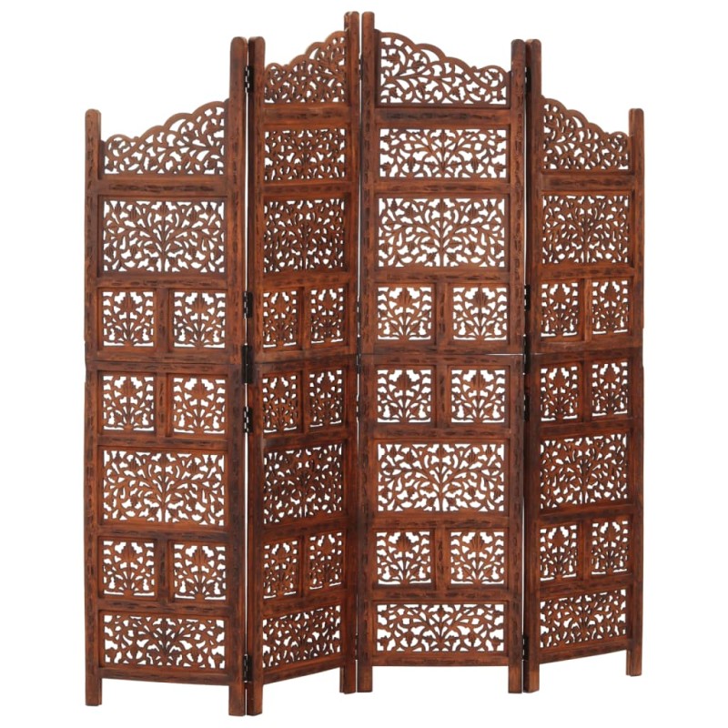 vidaXL 4-tlg. Raumteiler Handgeschnitzt Braun 160×165 cm Mangoholz vidaXL 4-tlg. Raumteiler Handgeschnitzt Braun 160×165 cm Mangoholz
