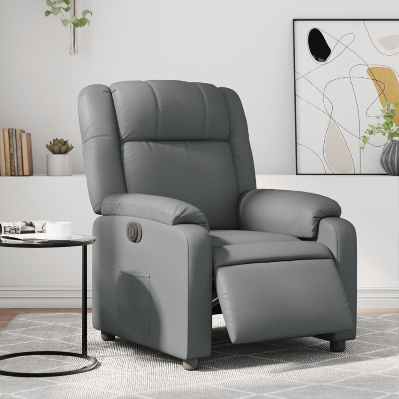 vidaXL Relaxsessel Elektrisch Grau Kunstleder vidaXL Relaxsessel Elektrisch Grau Kunstleder