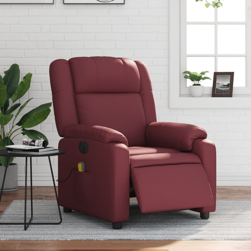 vidaXL Massagesessel Elektrisch Weinrot Kunstleder vidaXL Massagesessel Elektrisch Weinrot Kunstleder