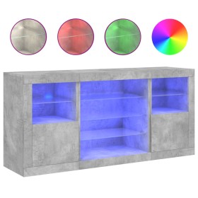 vidaXL Sideboard mit LED-Leuchten Betongrau 142,5x37x67 cm