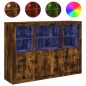 vidaXL Sideboards mit LED-Leuchten 3 Stk. Räuchereiche Holzwerkstoff vidaXL Sideboards mit LED-Leuchten 3 Stk. Räuchereiche Holzwerkstoff