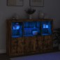 vidaXL Sideboards mit LED-Leuchten 3 Stk. Räuchereiche Holzwerkstoff vidaXL Sideboards mit LED-Leuchten 3 Stk. Räuchereiche Holzwerkstoff