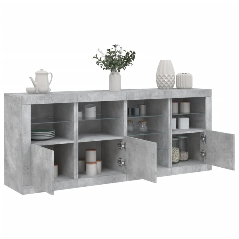 vidaXL Sideboard mit LED-Leuchten Betongrau 164x37x67 cm vidaXL Sideboard mit LED-Leuchten Betongrau 164x37x67 cm
