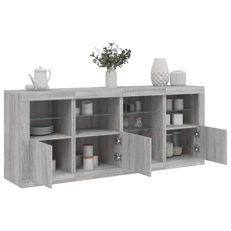 vidaXL Sideboard mit LED-Leuchten Grau Sonoma 164x37x67 cm vidaXL Sideboard mit LED-Leuchten Grau Sonoma 164x37x67 cm