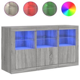 vidaXL Sideboard mit LED-Leuchten Grau Sonoma 123x37x67 cm