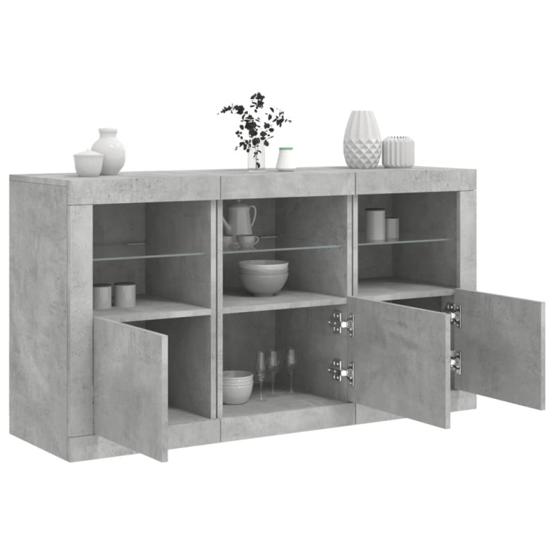 vidaXL Sideboard mit LED-Leuchten Betongrau 123x37x67 cm vidaXL Sideboard mit LED-Leuchten Betongrau 123x37x67 cm