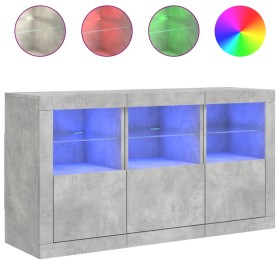 vidaXL Sideboard mit LED-Leuchten Betongrau 123x37x67 cm