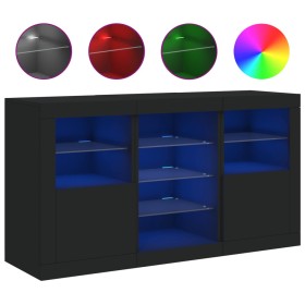 vidaXL Sideboard mit LED-Leuchten Schwarz 123x37x67 cm