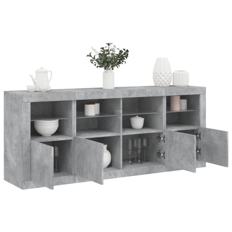 vidaXL Sideboard mit LED-Leuchten Betongrau 163x37x67 cm vidaXL Sideboard mit LED-Leuchten Betongrau 163x37x67 cm