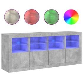 vidaXL Sideboard mit LED-Leuchten Betongrau 163x37x67 cm