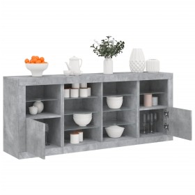 vidaXL Sideboard mit LED-Leuchten Betongrau 163x37x67 cm