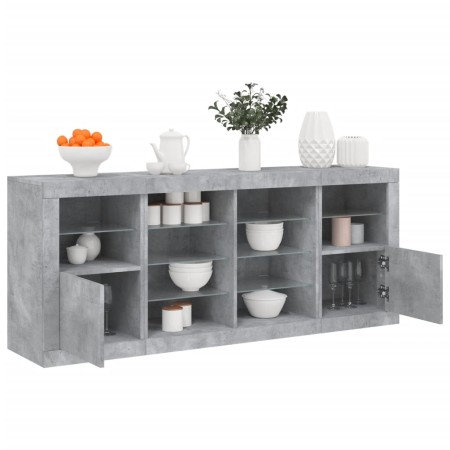 vidaXL Sideboard mit LED-Leuchten Betongrau 163x37x67 cm