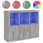 vidaXL Sideboards mit LED-Leuchten 3 Stk. Grau Sonoma Holzwerkstoff vidaXL Sideboards mit LED-Leuchten 3 Stk. Grau Sonoma Holzwerkstoff
