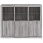 vidaXL Sideboards mit LED-Leuchten 3 Stk. Grau Sonoma Holzwerkstoff vidaXL Sideboards mit LED-Leuchten 3 Stk. Grau Sonoma Holzwerkstoff