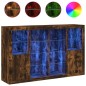 vidaXL Sideboards mit LED-Leuchten 3 Stk. Räuchereiche Holzwerkstoff vidaXL Sideboards mit LED-Leuchten 3 Stk. Räuchereiche Holzwerkstoff