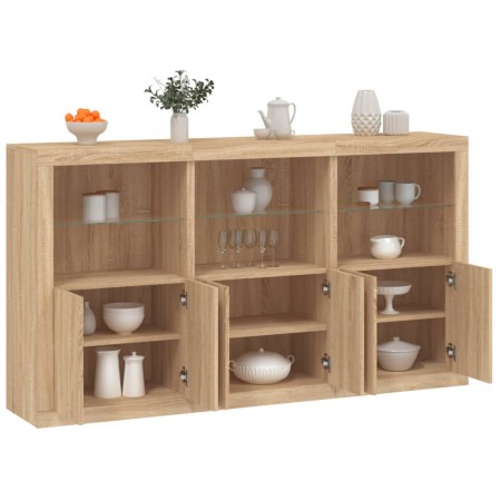 vidaXL Sideboard mit LED-Leuchten Sonoma-Eiche 181,5x37x100 cm