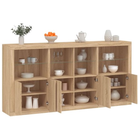 vidaXL Sideboard mit LED-Leuchten Sonoma-Eiche 202x37x100 cm