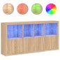 vidaXL Sideboard mit LED-Leuchten Sonoma-Eiche 202x37x100 cm vidaXL Sideboard mit LED-Leuchten Sonoma-Eiche 202x37x100 cm