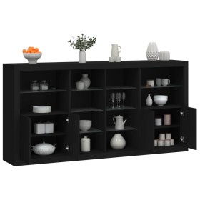 vidaXL Sideboard mit LED-Leuchten Schwarz 202x37x100 cm