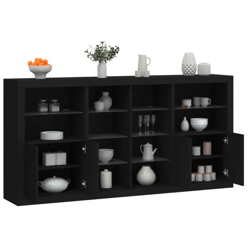 vidaXL Sideboard mit LED-Leuchten Schwarz 202x37x100 cm vidaXL Sideboard mit LED-Leuchten Schwarz 202x37x100 cm