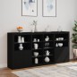 vidaXL Sideboard mit LED-Leuchten Schwarz 202x37x100 cm vidaXL Sideboard mit LED-Leuchten Schwarz 202x37x100 cm