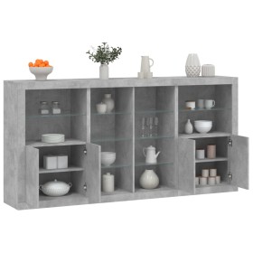 vidaXL Sideboard mit LED-Leuchten Betongrau 202x37x100 cm