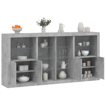 vidaXL Sideboard mit LED-Leuchten Betongrau 202x37x100 cm