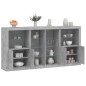 vidaXL Sideboard mit LED-Leuchten Betongrau 202x37x100 cm vidaXL Sideboard mit LED-Leuchten Betongrau 202x37x100 cm