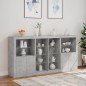 vidaXL Sideboard mit LED-Leuchten Betongrau 202x37x100 cm vidaXL Sideboard mit LED-Leuchten Betongrau 202x37x100 cm