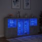 vidaXL Sideboard mit LED-Leuchten Betongrau 202x37x100 cm vidaXL Sideboard mit LED-Leuchten Betongrau 202x37x100 cm