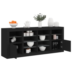 vidaXL Sideboard mit LED-Leuchten Schwarz 163x37x67 cm