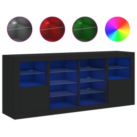 vidaXL Sideboard mit LED-Leuchten Schwarz 163x37x67 cm