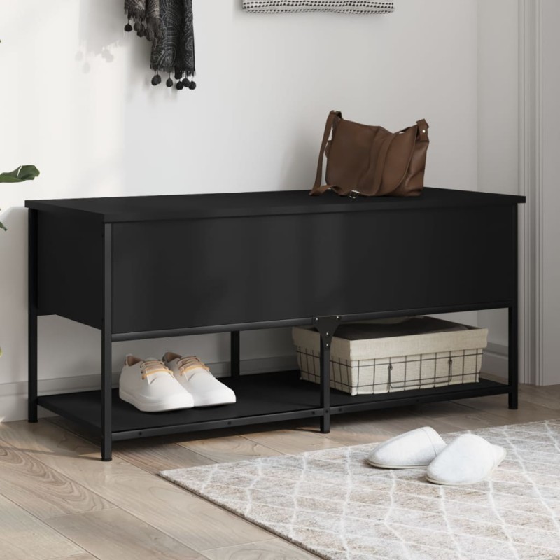 vidaXL Sitzbank mit Stauraum Schwarz 100x42,5x47 cm Holzwerkstoff vidaXL Sitzbank mit Stauraum Schwarz 100x42,5x47 cm Holzwerkstoff