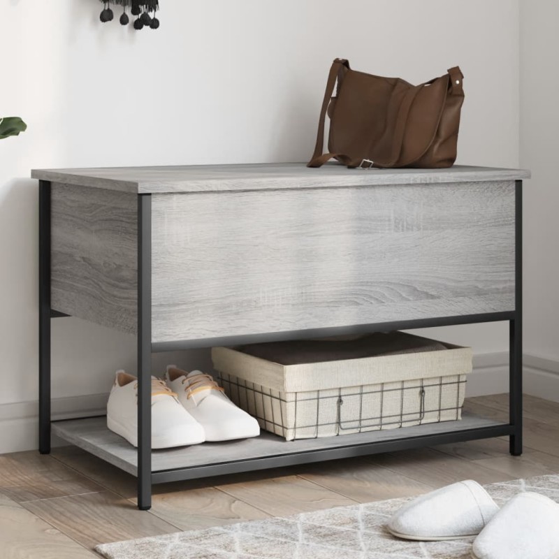 vidaXL Sitzbank mit Stauraum Grau Sonoma 70x42,5x47 cm Holzwerkstoff vidaXL Sitzbank mit Stauraum Grau Sonoma 70x42,5x47 cm Holzwerkstoff