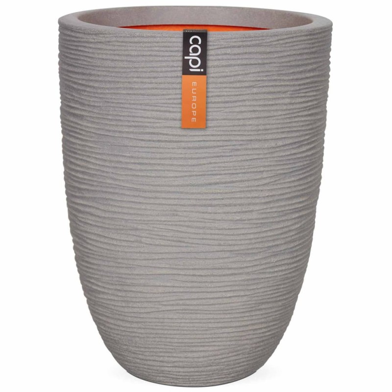 Capi Blumenkübel Nature Rib Elegant Niedrig 36x47 cm Grau PKGRR782 Capi Blumenkübel Nature Rib Elegant Niedrig 36x47 cm Grau PKGRR782