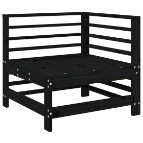 vidaXL Garten-Ecksofa Schwarz Massivholz Kiefer